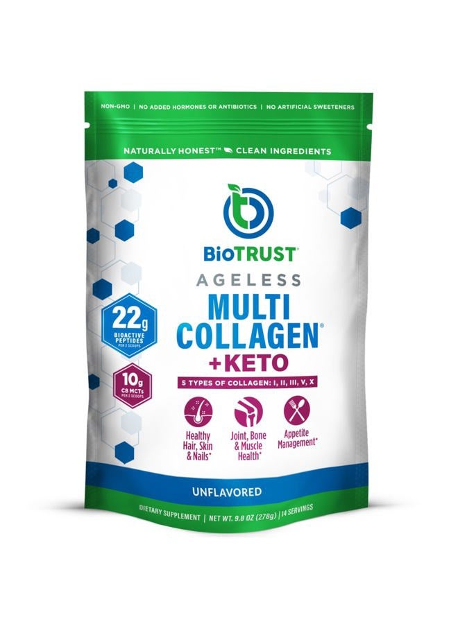 BioTrust Multi Collagen Protein Powder + Keto MCT Oil – 5 Types (I, II, III, V, X) & 100% Caprylic Acid C8 - Support Elevated Ketones, Metabolism, Joints & Beauty All in 1 Collagen Powder (Unflavored) - Image 1