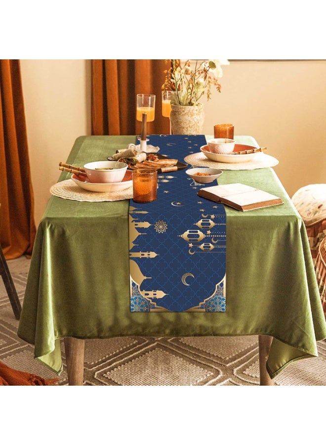 Chielor Ramadan Mubarak Table Runner Table Decorations - 2025 Linen Ramadan Decorations for Home Decorative Muslim Islam Table Cloth for Eid Mubarak Party Home Dinning Room Decoration, 13.8x71 inches - Image 5