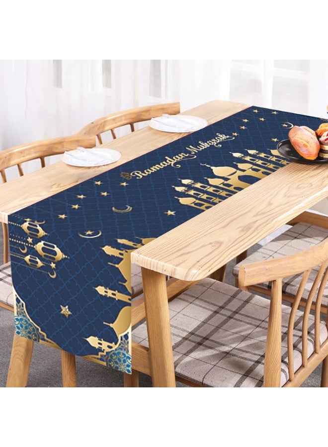Chielor Ramadan Mubarak Table Runner Table Decorations - 2025 Linen Ramadan Decorations for Home Decorative Muslim Islam Table Cloth for Eid Mubarak Party Home Dinning Room Decoration, 13.8x71 inches - Image 3