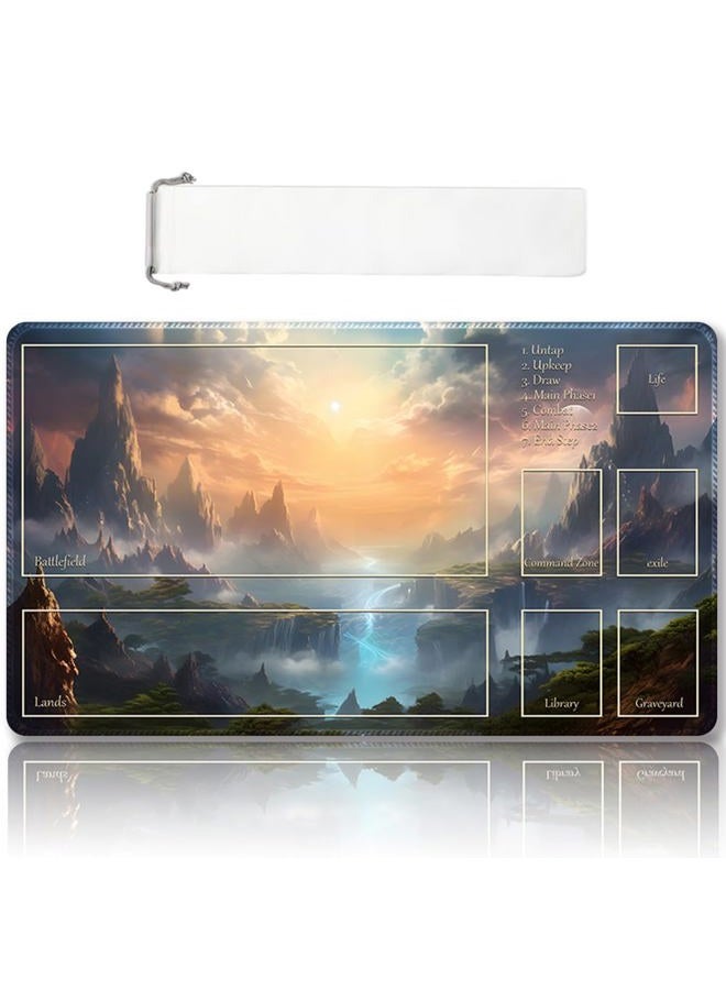 DAUXID Premium Stitched MTG Playmat with Zones and Non-Slip Rubber Backing - TCG Play Mat for MTG and Other Card Games - Colorful Design with Vintage Look and Feel (DKT (48),Zones 1) - Image 1
