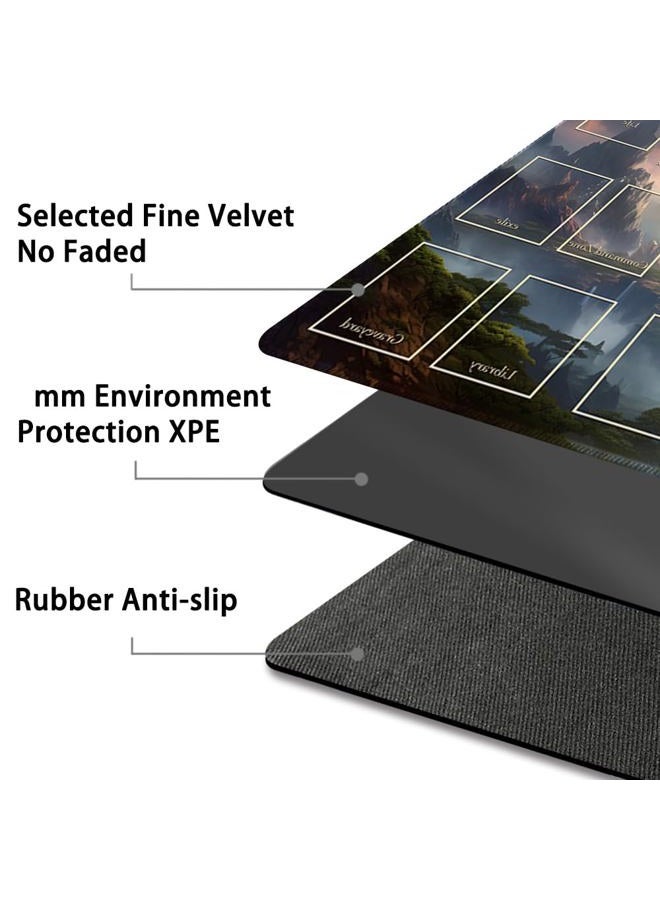 DAUXID Premium Stitched MTG Playmat with Zones and Non-Slip Rubber Backing - TCG Play Mat for MTG and Other Card Games - Colorful Design with Vintage Look and Feel (DKT (48),Zones 1) - Image 4