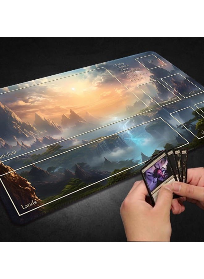 DAUXID Premium Stitched MTG Playmat with Zones and Non-Slip Rubber Backing - TCG Play Mat for MTG and Other Card Games - Colorful Design with Vintage Look and Feel (DKT (48),Zones 1) - Image 5