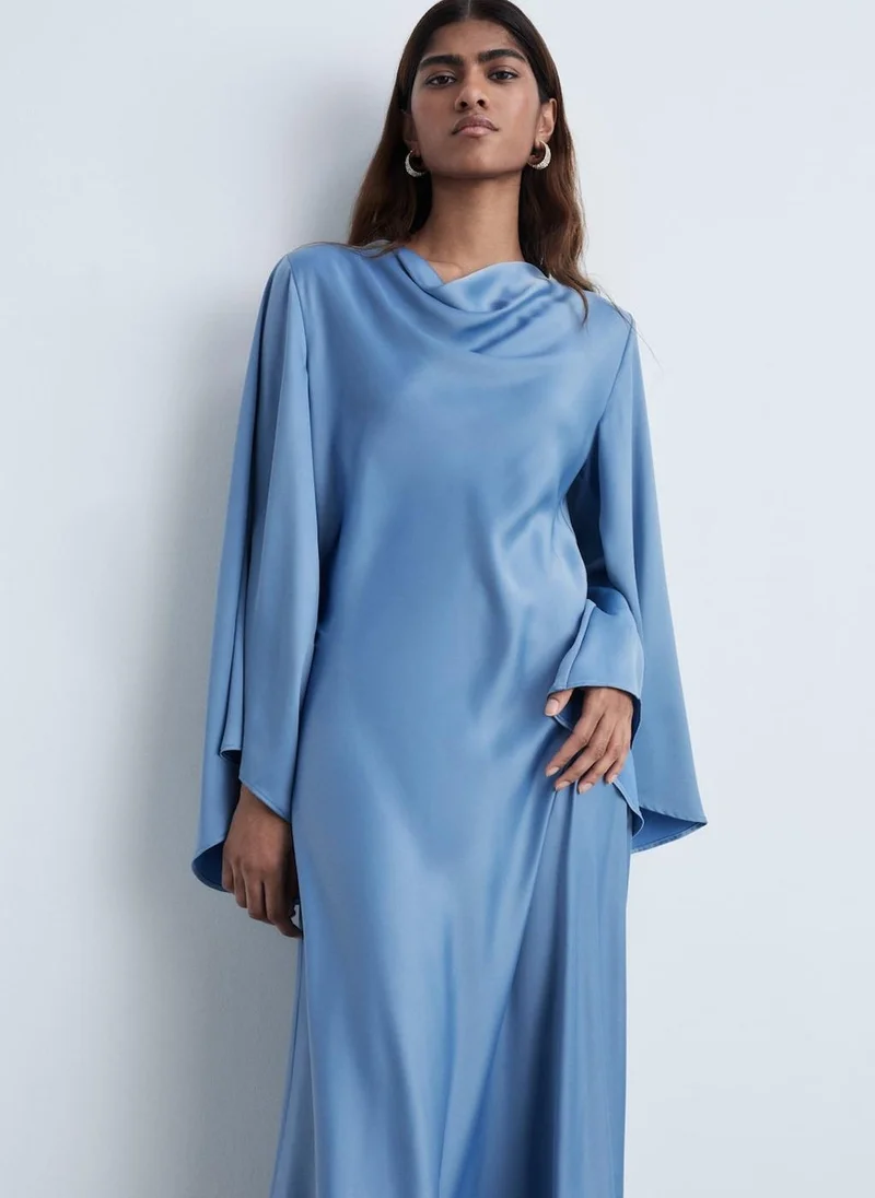 MANGO Long Satin Dress