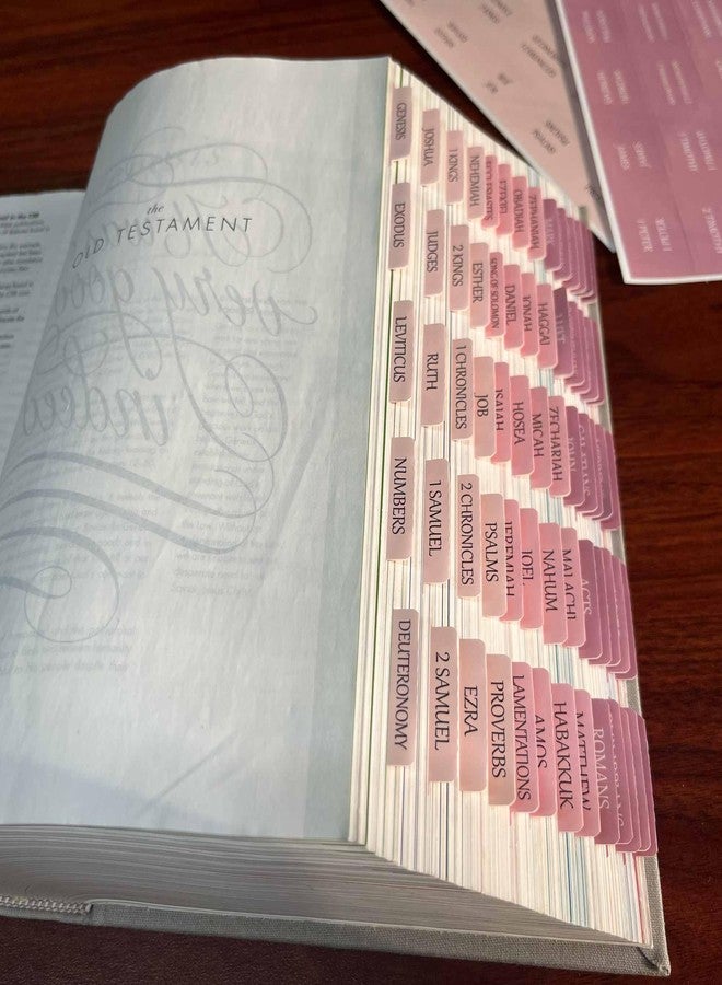 Thinkor Reposition Bible Tabs, Large Print Lanimated Stickers, Easy to Read and Apply Bible Tabs for Women and Man (Four Pink) - Image 2