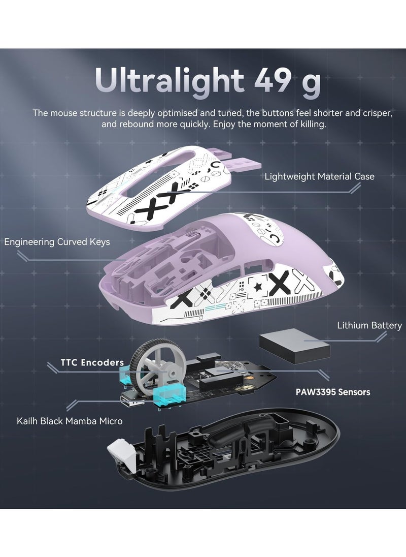 Attack Shark - X3 Lightweight Wireless Gaming Mouse with Tri-Mode 2.4G/USB-C Wired/Bluetooth,Up to 26K DPI, PAW3395 Optical Sensor,5 programmable Buttons for PC/Laptop/Win/Mac - Image 1
