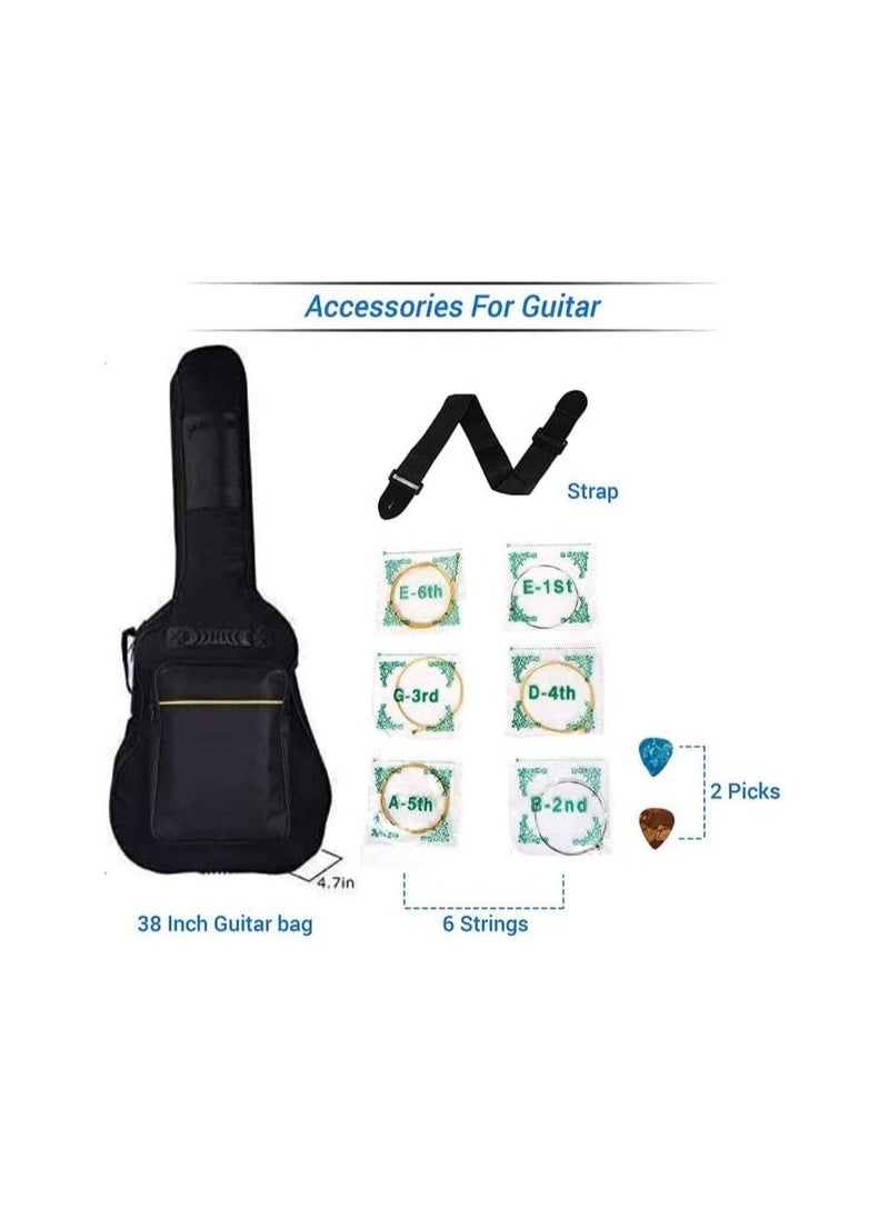 Megarya Acoustic Guitar Combo Pack Natural Guitar,Bag,Capo,Picks,Strings  - Image 4
