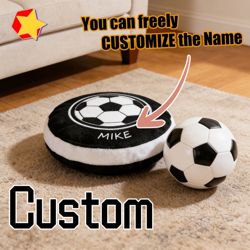 Custom Football Pillow 40cm Personalized Name Print Gift for Sofa - Image 1