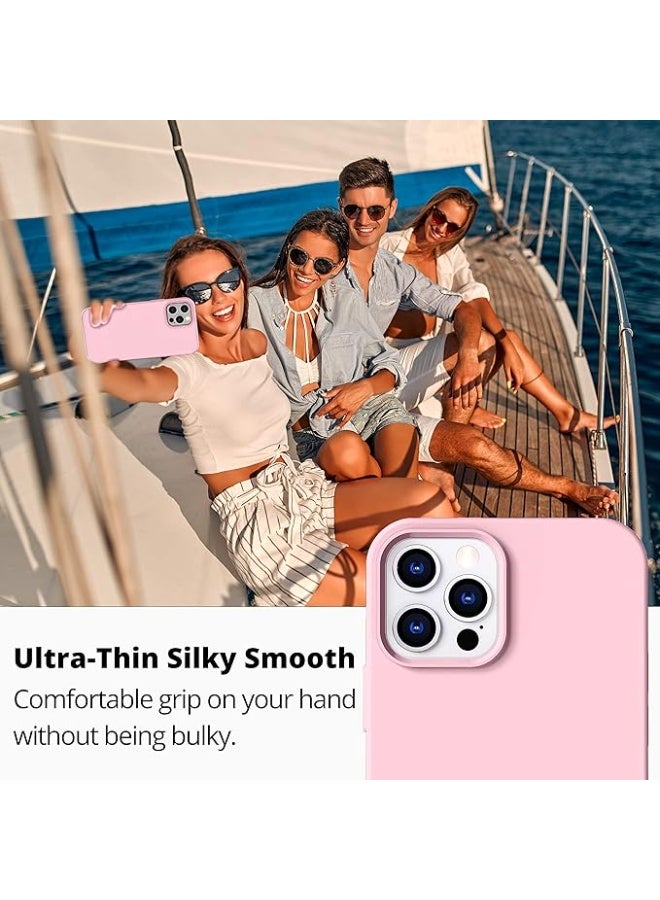 جراب متوافق مع iPhone 12، جراب متوافق مع iPhone 12 Pro، جراب هاتف نحيف من السيليكون السائل بثلاث طبقات مغطى بالكامل بجل ناعم مطاطي 6.1 بوصة - وردي - Image 2