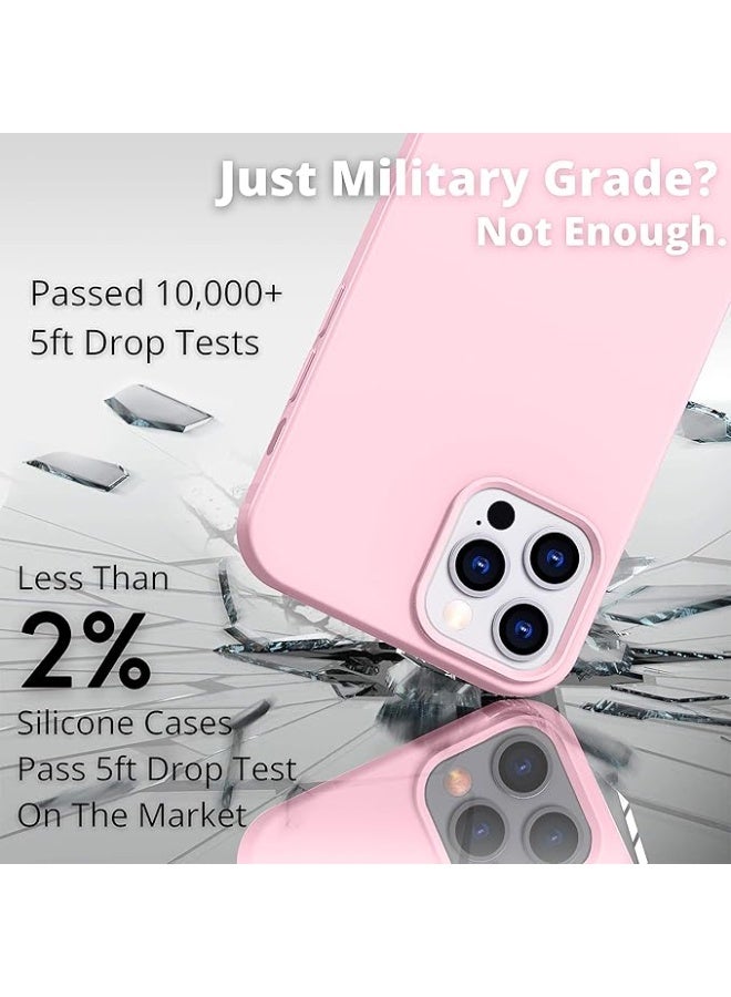 جراب متوافق مع iPhone 12، جراب متوافق مع iPhone 12 Pro، جراب هاتف نحيف من السيليكون السائل بثلاث طبقات مغطى بالكامل بجل ناعم مطاطي 6.1 بوصة - وردي - Image 4