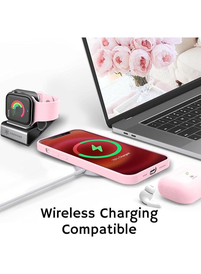 جراب متوافق مع iPhone 12، جراب متوافق مع iPhone 12 Pro، جراب هاتف نحيف من السيليكون السائل بثلاث طبقات مغطى بالكامل بجل ناعم مطاطي 6.1 بوصة - وردي - Image 5