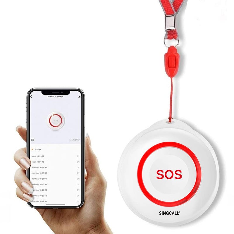 SINGCALL Caregiver Pager Panic Button Alert Button Medical Alert System Emergency Button for Elderly SOS Alarm Bell for Seniors Tuya Smart Waterproof Wireless Pager (only 2.4GHz WiFi) - Image 1