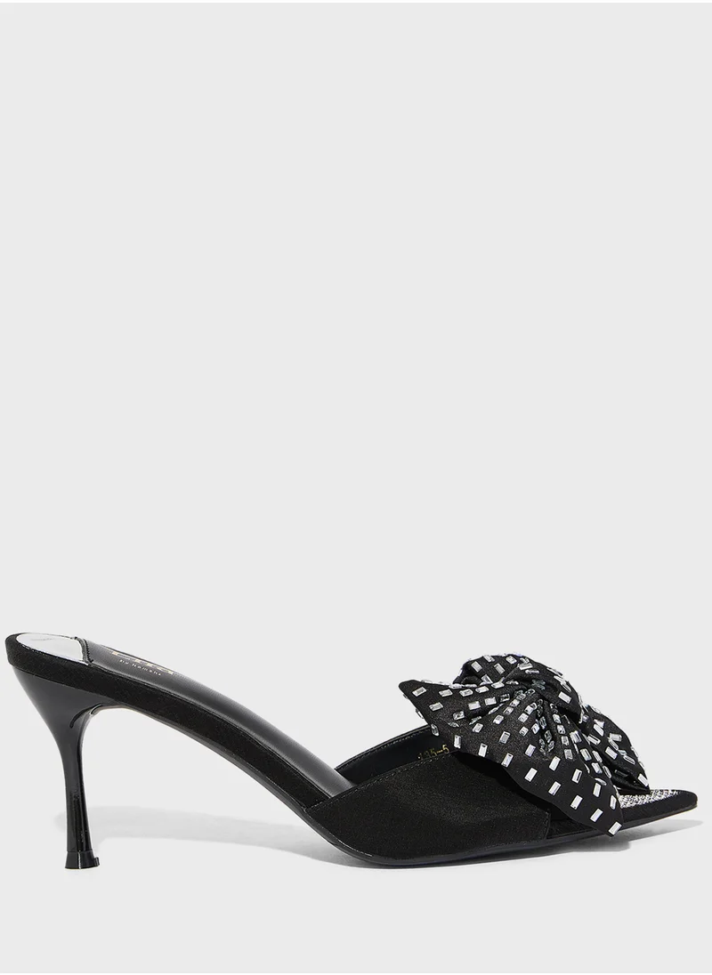 ايلا ليمتد اديشن Oversized Diamante Bow Mule Heel Sandal