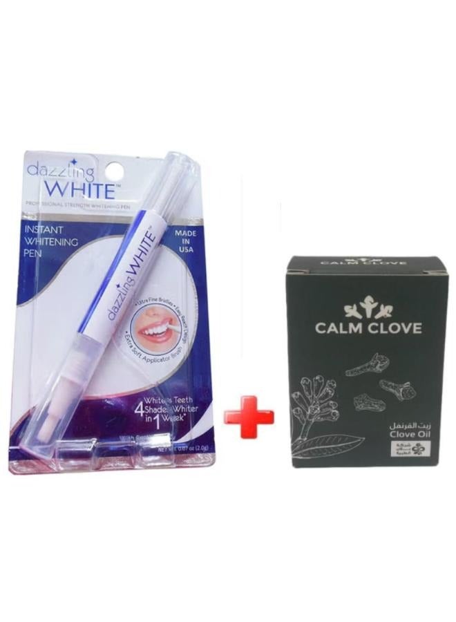 Dazzling White Instant Teeth Whitening Pen White 2 Gm With Calm Clove, Clove Oil 10ml - Image 1