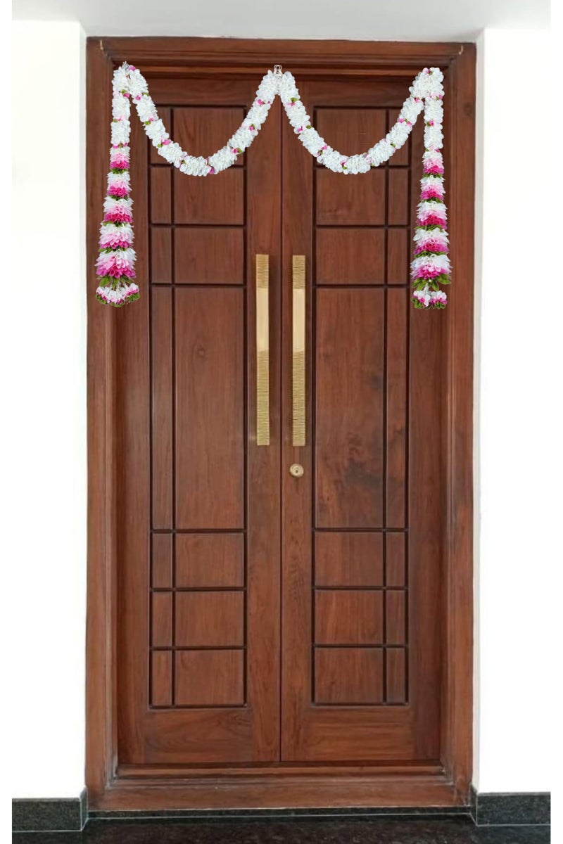 Daedal crafters Simple Cone Door Set Saraswathi Pink Toran for Main Door Entrance, Thoran for Mandir & Living Room Décor, Bandarwal for Festival Decoration, Flower Hanging for Home Décor (24x42 inch) - Image 2