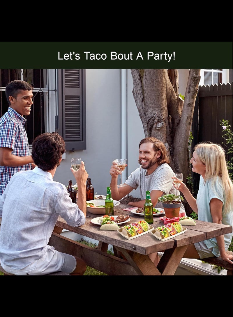 20Pcs Disposable Taco Holders for Party, Premium Paper Taco Plates with Dividers, Fiesta Taco Tray Holder,6.4x9Inches  - Image 4