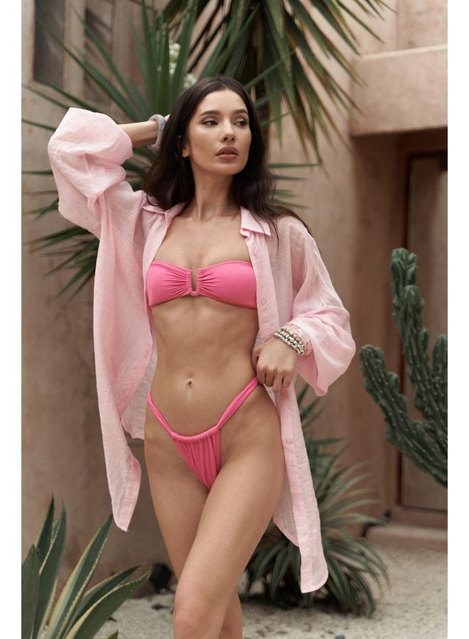 بوهيماي Lahla بيكيني بلا حمالات وردية مع تفاصيل مشبك. - Image 1