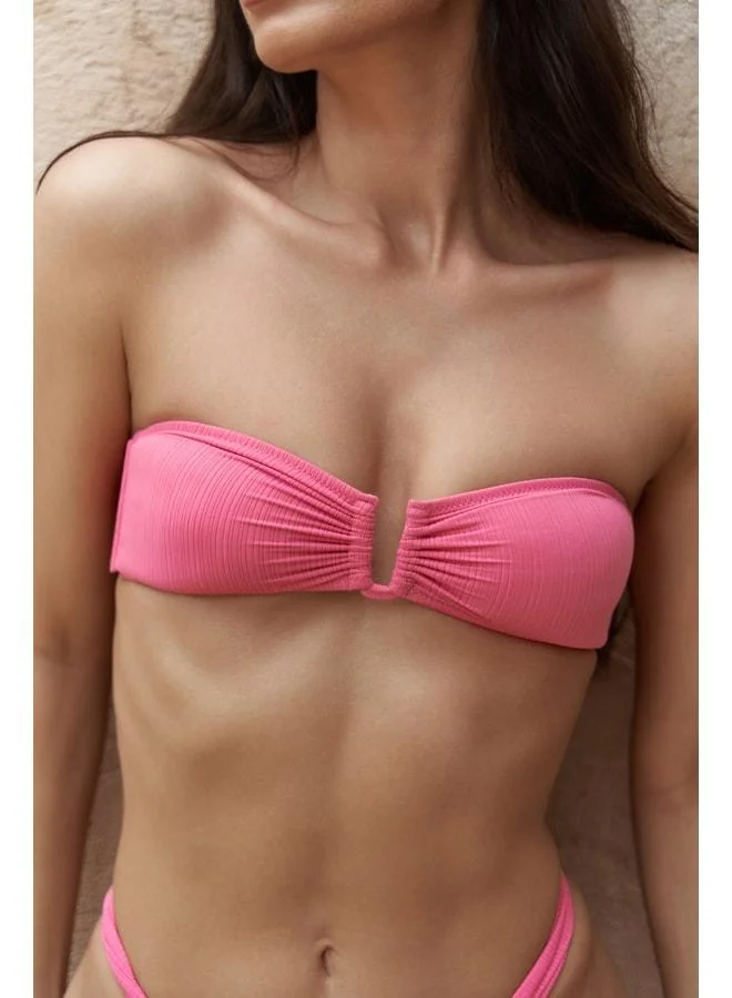 Bohemai  Lahla Strapless Bow Detail Pink Bikini Top. for Women | Best Price UAE