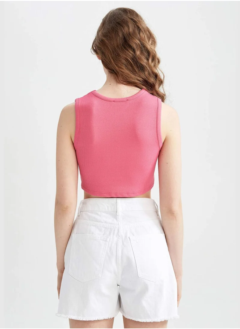 DeFacto Fitted One Side Cut Out Crop Top