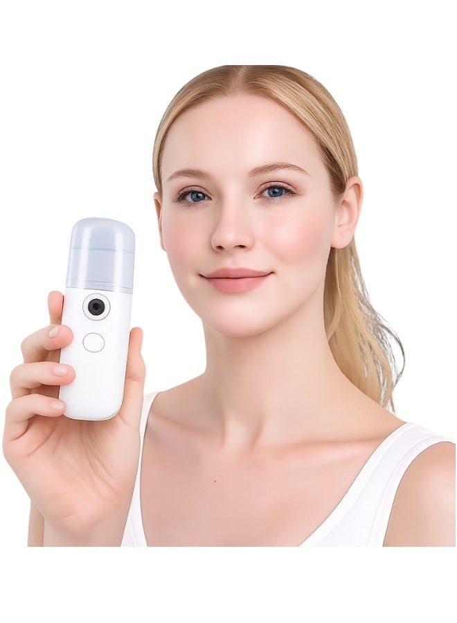 مرطب وجه نانوي محمول برذاذ بارد – جهاز ترطيب البشرة الفوري بتقنية النانو لتعزيز نضارة البشرة وترطيبها بعمق، يساعد على امتصاص السيروم والكريم، ينعش البشرة ويثبت المكياج، قابل لإعادة الشحن USB، مثالي للمنزل والعمل والسفر - Image 1