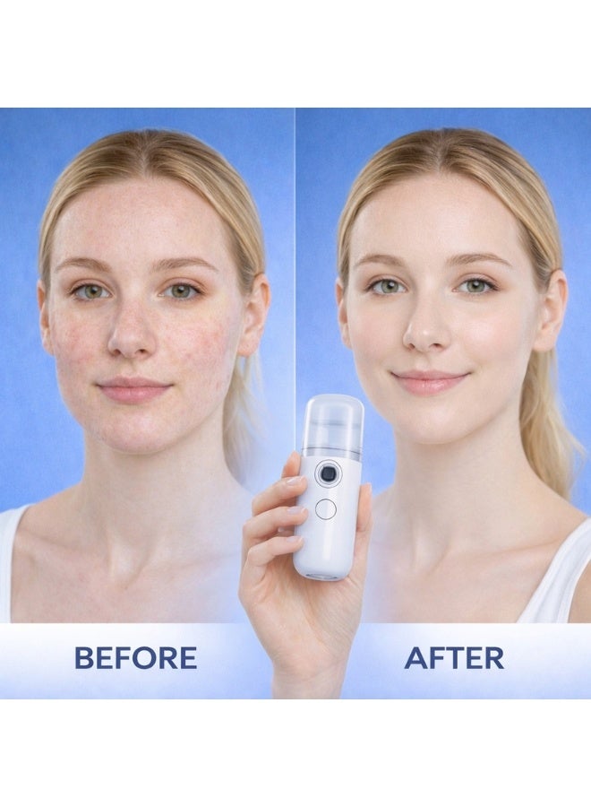 مرطب وجه نانوي محمول برذاذ بارد – جهاز ترطيب البشرة الفوري بتقنية النانو لتعزيز نضارة البشرة وترطيبها بعمق، يساعد على امتصاص السيروم والكريم، ينعش البشرة ويثبت المكياج، قابل لإعادة الشحن USB، مثالي للمنزل والعمل والسفر - Image 5