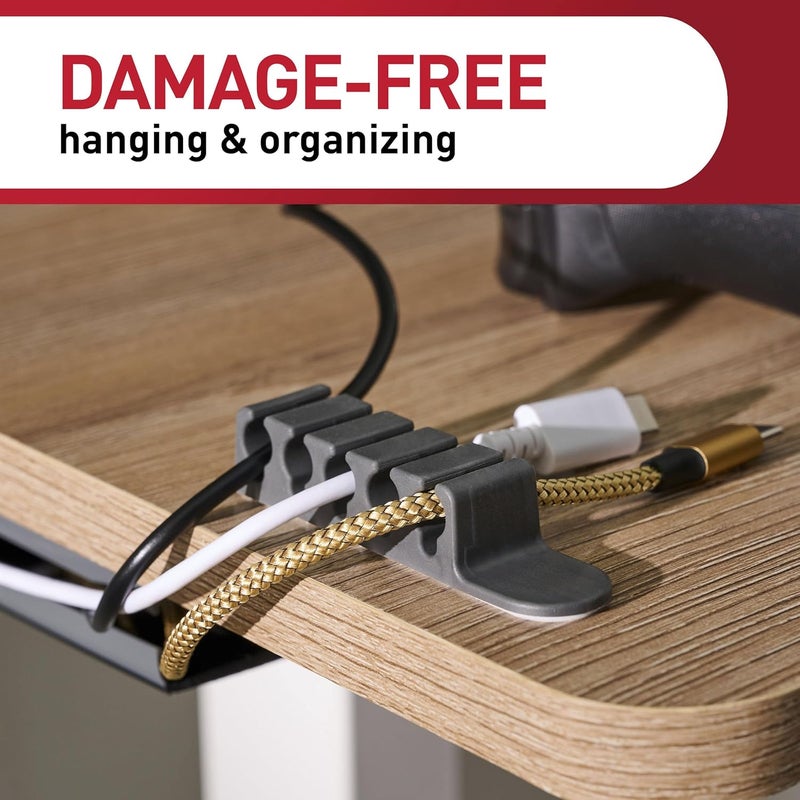 Command 5-Cord Clip Organizer and Wrap Bundle, 2 Clips, 1 Wrap and 6 Medium Strips, Black, Great for Damage-Free Electronics Organization Under Desk or Wall Mount - Image 5