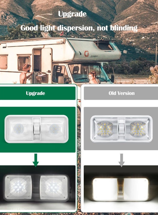 LENKRAD 5 Pack 12V Led RV Ceiling Double Dome Light Interior, 800 Lumens Camper Lights, RV Interior Lighting for Car/RV/Trailer/Boat, Natural White 4000-4500K, 48X2835SMD - Image 2