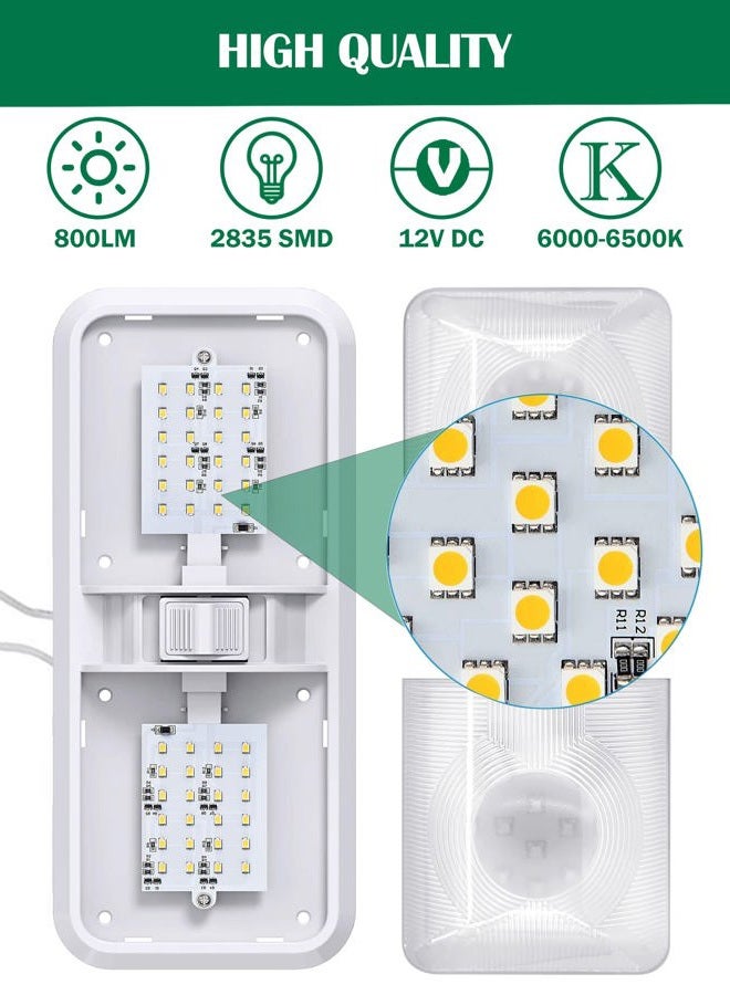 LENKRAD 5 Pack 12V Led RV Ceiling Double Dome Light Interior, 800 Lumens Camper Lights, RV Interior Lighting for Car/RV/Trailer/Boat, Natural White 4000-4500K, 48X2835SMD - Image 3