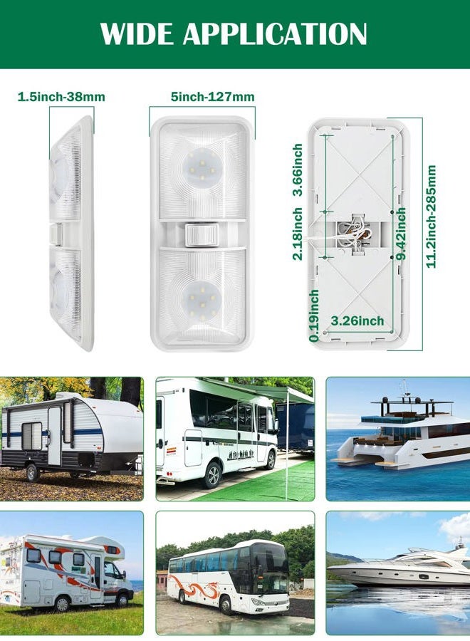 LENKRAD 5 Pack 12V Led RV Ceiling Double Dome Light Interior, 800 Lumens Camper Lights, RV Interior Lighting for Car/RV/Trailer/Boat, Natural White 4000-4500K, 48X2835SMD - Image 5