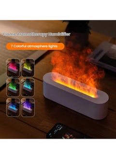 Multicolor Flame Oil Diffuser Humidifier - 7 LED Color Changing, 150ml Quiet Aromatherapy Diffuser with Timer, Waterless Auto-Off for Bedroom & Office