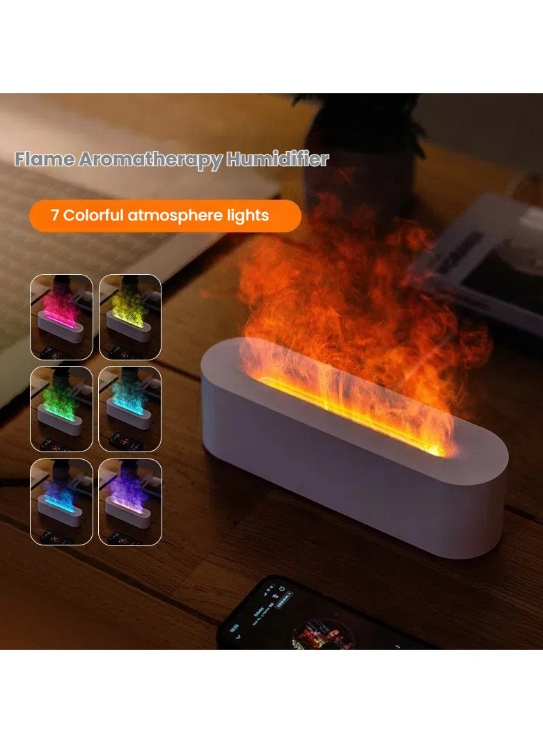 Generic - Multicolor Flame Oil Diffuser Humidifier - 7 LED Color Changing, 150ml Quiet Aromatherapy Diffuser with Timer, Waterless Auto-Off for Bedroom & Office - Image 1