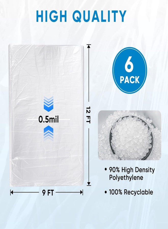 تيكون قماش بلاستيكي مقاوم للماء من تيكون، مقاس 12 × 9 أقدام، للطلاء، غطاء بلاستيكي مقاوم للماء للرسامين، قماش بلاستيكي للطلاء لتغطية الأثاث، حماية للأرضيات (عبوة من 6 قطع، 0.5 مل) - Image 4