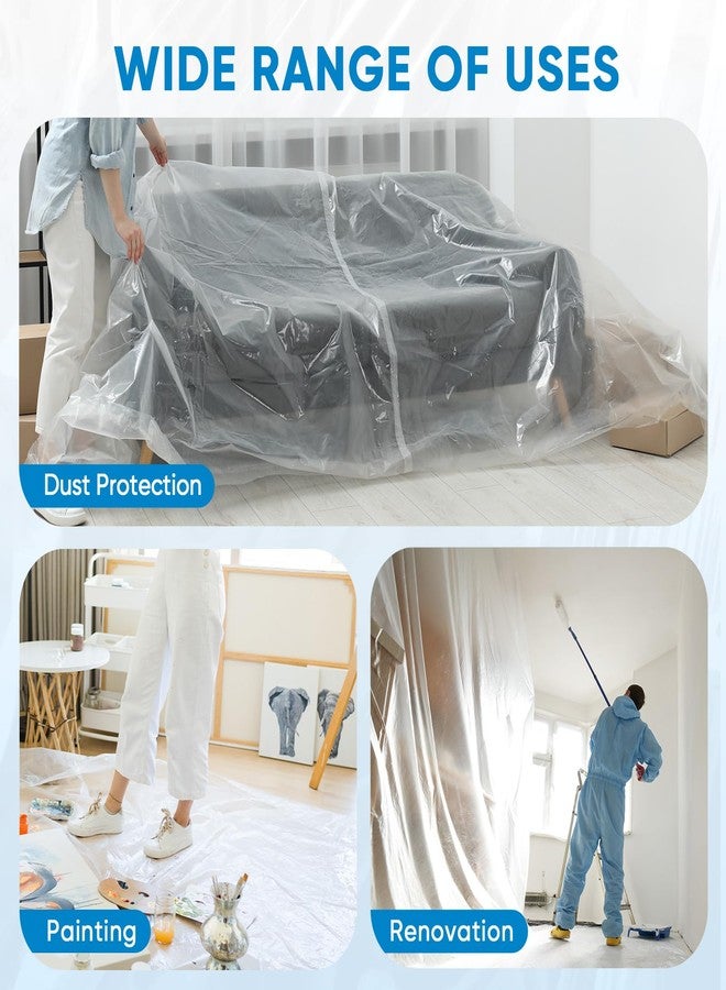 تيكون قماش بلاستيكي مقاوم للماء من تيكون، مقاس 12 × 9 أقدام، للطلاء، غطاء بلاستيكي مقاوم للماء للرسامين، قماش بلاستيكي للطلاء لتغطية الأثاث، حماية للأرضيات (عبوة من 6 قطع، 0.5 مل) - Image 3