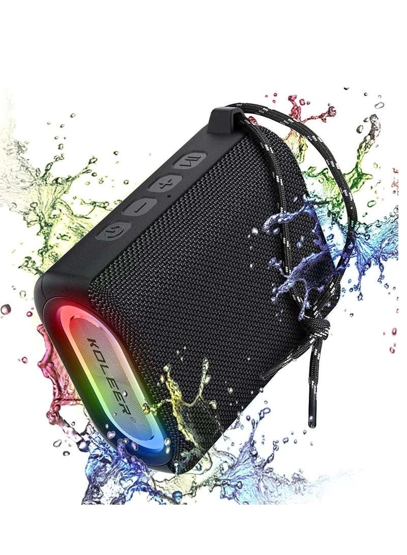 KOLEER Bluetooth Speaker Waterproof IPX7 with Lights, Portable Wireless Speakers with Bluetooth5.0, 10W Loud Stereo, Strong Bass, 30H Playtime, FM/AUX/Mic/TWS, for Home & Outdoor  - Image 1