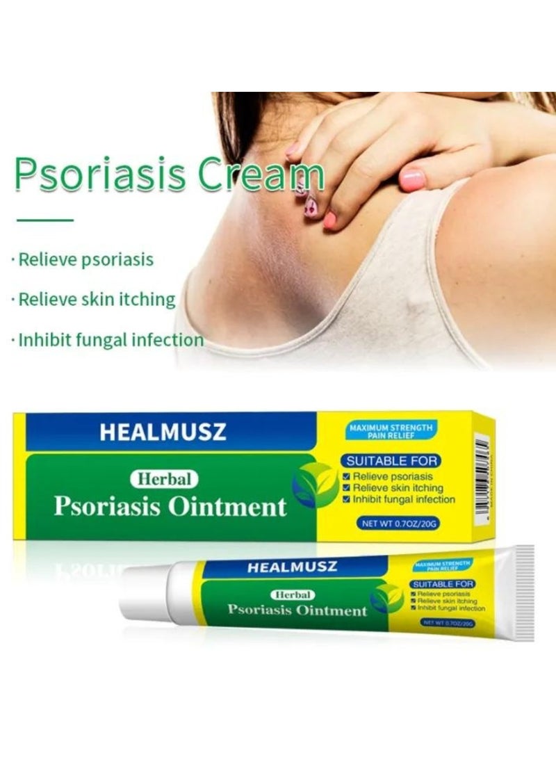 HEALMUSZ - Herbal Psoriasis Ointment Advanced Psoriasis Treatment Cream Antifungal Cream Maximum Strength Pain Relief Relieve Psoriasis Skin Itching and Inhibit Fungal Infection Psoriasis Treatment Cream 20g - Image 1