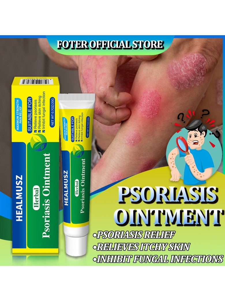 HEALMUSZ - Herbal Psoriasis Ointment Advanced Psoriasis Treatment Cream Antifungal Cream Maximum Strength Pain Relief Relieve Psoriasis Skin Itching and Inhibit Fungal Infection Psoriasis Treatment Cream 20g - Image 1