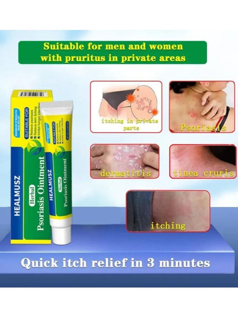 HEALMUSZ - Herbal Psoriasis Ointment Advanced Psoriasis Treatment Cream Antifungal Cream Maximum Strength Pain Relief Relieve Psoriasis Skin Itching and Inhibit Fungal Infection Psoriasis Treatment Cream 20g - Image 1
