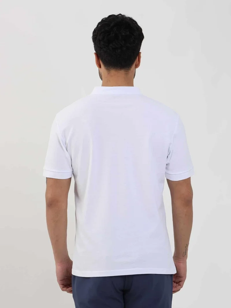 Dufy White Men's Slim Fit Patterned Polo Neck Tshirt - 105294