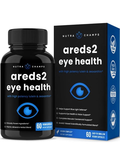 Eye Vitamins With Lutein And Zeaxanthin Areds 2 Formula For Strain Dry Eyes & Vision Support Areds2 Eye Health Ocular Care Supplement With Bilberry Extract Powder