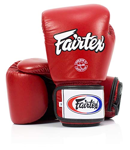 Fairtex BGV1BR Muay Thai Boxing Breathable Gloves for Men Women Kids MMA Gloves Kickboxing Gym Workout Premium Quality Light Weight Shock Absorbent 12 oz Boxing GlovesRed - Image 1