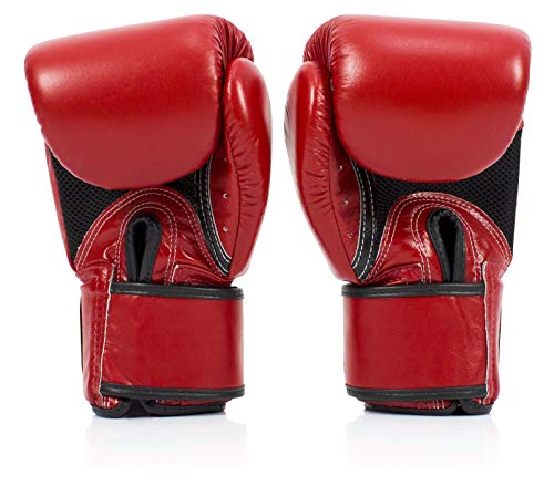 Fairtex BGV1BR Muay Thai Boxing Breathable Gloves for Men Women Kids MMA Gloves Kickboxing Gym Workout Premium Quality Light Weight Shock Absorbent 12 oz Boxing GlovesRed - Image 3