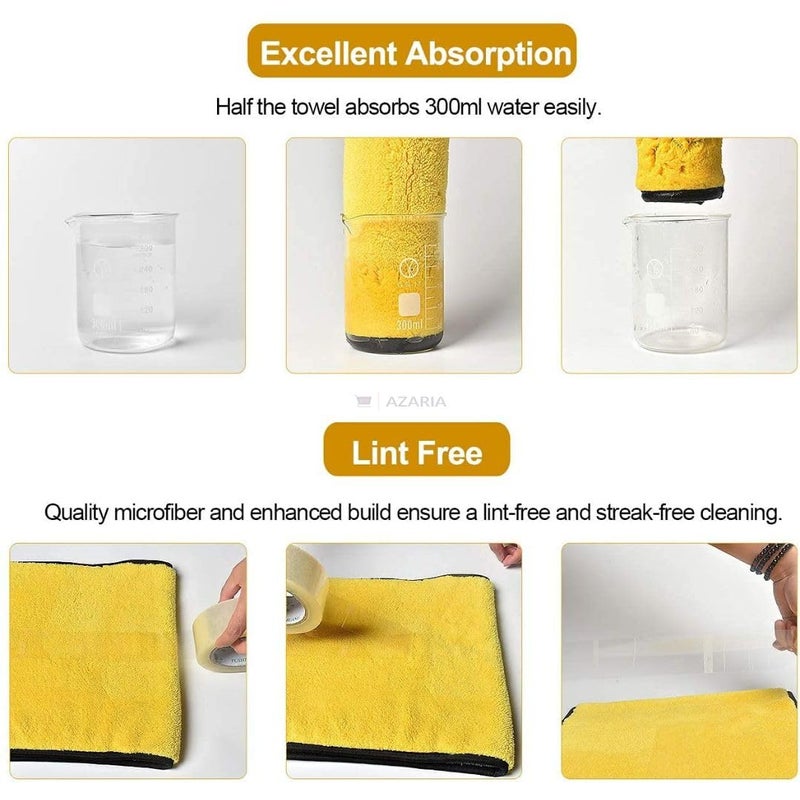 AZARIA Microfiber Cloth 30x40 cm 800 GSM Thick Lint & Streak-Free Multipurpose Cloths Automotive Microfiber Towels for Car Bike Cleaning Washing, car Cleaning Accessories (Pack of 3 Grey 800 GSM) - Image 5