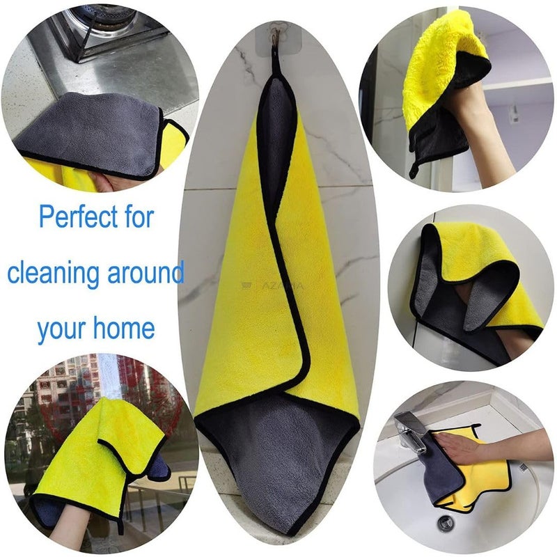 AZARIA Microfiber Cloth 30x40 cm 800 GSM Thick Lint & Streak-Free Multipurpose Cloths Automotive Microfiber Towels for Car Bike Cleaning Washing, car Cleaning Accessories (Pack of 3 Grey 800 GSM) - Image 4