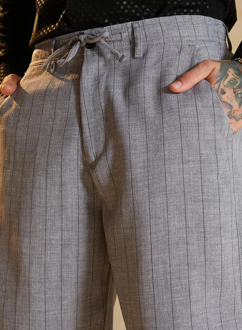CAHOOT Grey Lightweight - Pinstriped Chino Trousers for Men | Best Price UAE
