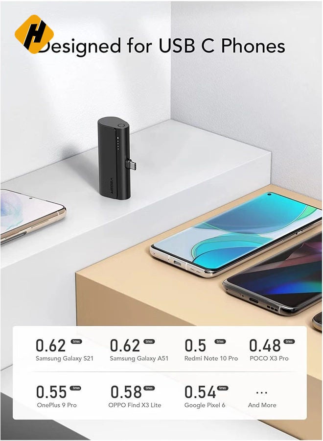 HuHa VEGER 5000mAh Mini Power Bank,20W Fast Charging Portable Charger USB C Battery Pack Compatible with USB C Phones Samsung Huawei Pixel and More,Black - Image 4
