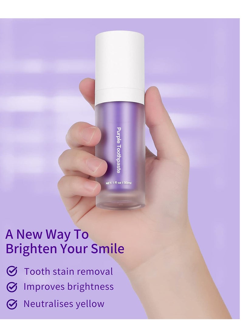 سيوسي معجون أسنان SYOSI، معجون أسنان أرجواني لتبييض الأسنان/إزالة بقع الأسنان/تفتيحها/تقليل اصفرار الأسنان للبالغين - Image 5