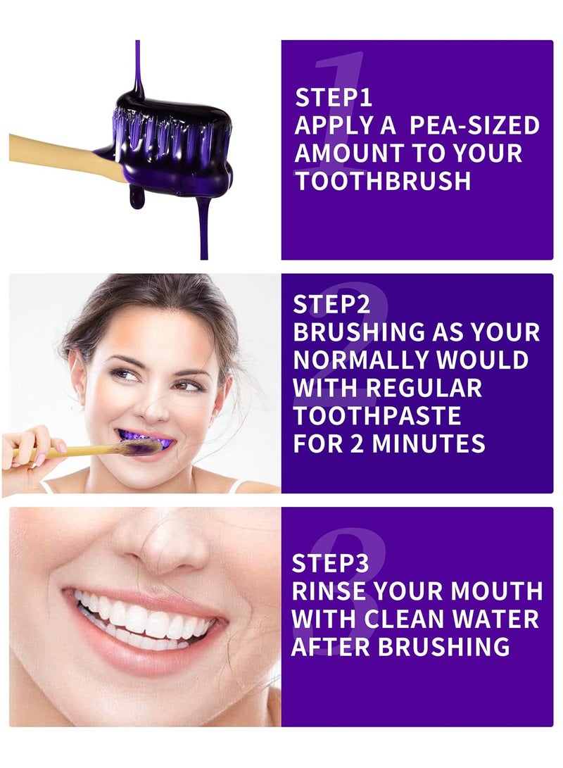 سيوسي معجون أسنان SYOSI، معجون أسنان أرجواني لتبييض الأسنان/إزالة بقع الأسنان/تفتيحها/تقليل اصفرار الأسنان للبالغين - Image 4