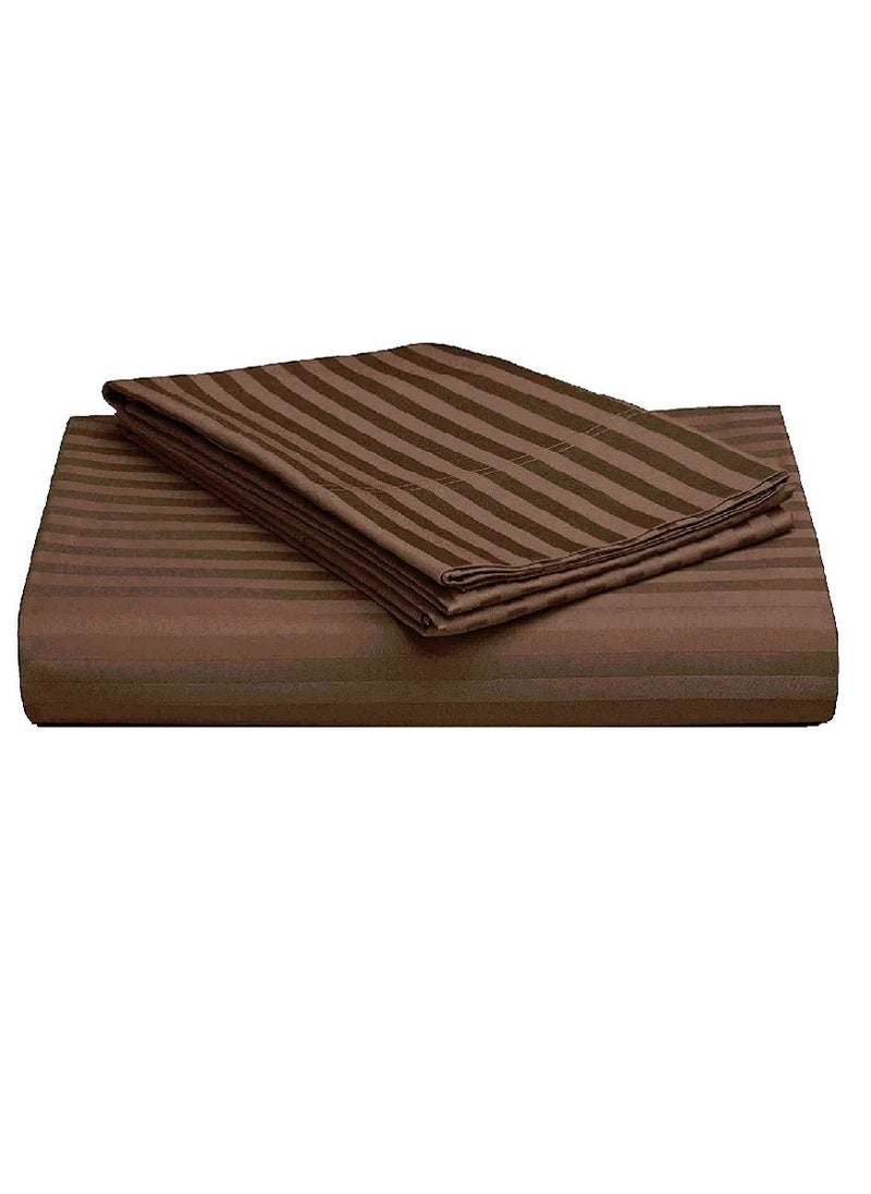 Blueberry King Size Stripe Bed Sheet Set 100% Cotton Premium Quality 200x200+20cm - Image 1