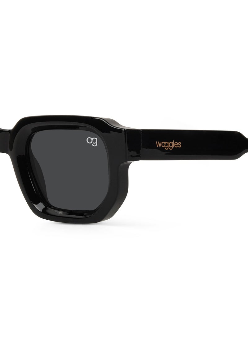 Woggles Designer Black Square Sunglasses| Men & Women| 100% Uv Protection - Image 3