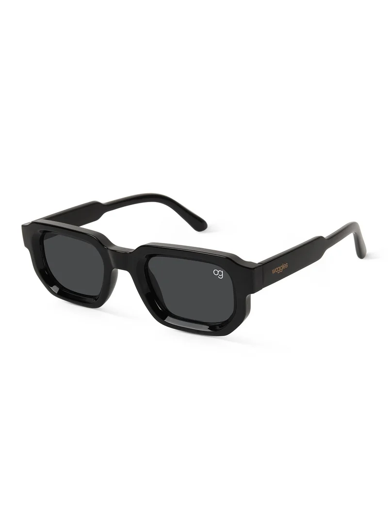 Woggles Designer Black Square Sunglasses| Men &amp; Women| 100% Uv Protection