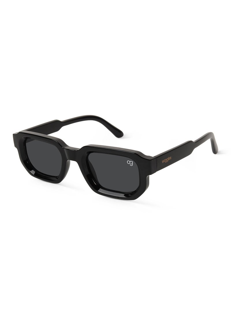 Woggles Designer Black Square Sunglasses| Men & Women| 100% Uv Protection - Image 2